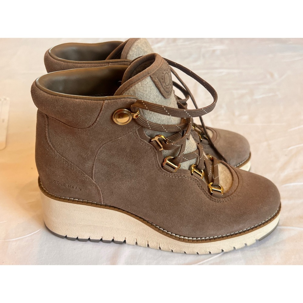 Cole Haan Zerogrand lace up wedge suede boots size 6.5
